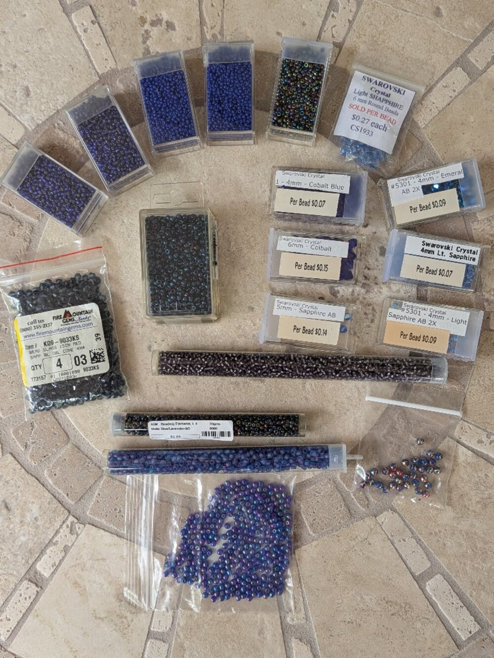 VTG Lot Of Blue Swarovski Crystal, Dyna Mites & Misc. Beads , DIY Jewelry Making